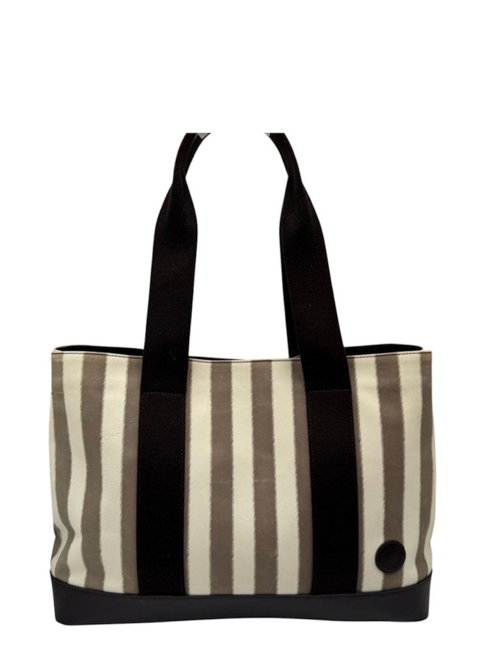 Hunting World Italy $396 Striped Smooth Suede & Leather Tote Rare Elephant Logo